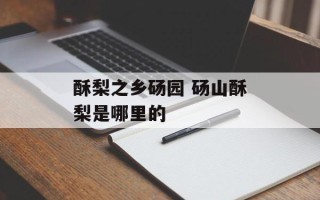 酥梨之乡砀园 砀山酥梨是哪里的