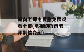 鲜肉老师电视剧免费观看全集(电视剧鲜肉老师剧情介绍)