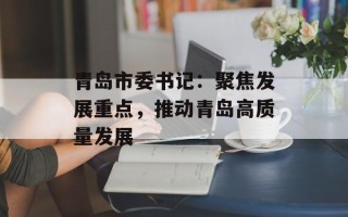 青岛市委书记：聚焦发展重点，推动青岛高质量发展