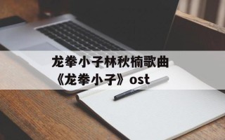 龙拳小子林秋楠歌曲 《龙拳小子》ost