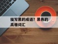 描写黑的成语？黑色的高雅词汇