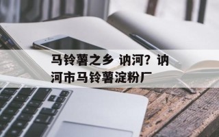 马铃薯之乡 讷河？讷河市马铃薯淀粉厂