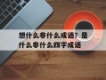 想什么非什么成语？是什么非什么四字成语