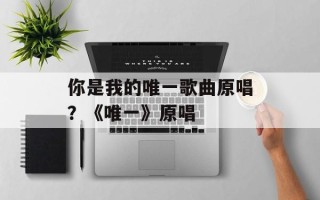 你是我的唯一歌曲原唱？《唯一》原唱