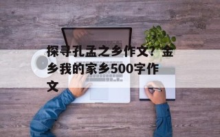 探寻孔孟之乡作文？金乡我的家乡500字作文