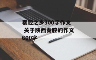 秦腔之乡300字作文 关于陕西秦腔的作文600字