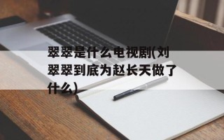 翠翠是什么电视剧(刘翠翠到底为赵长天做了什么)