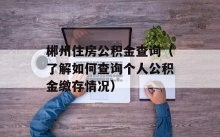 郴州住房公积金查询（了解如何查询个人公积金缴存情况）