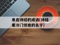 来自诗经的成语(诗经里冷门惊艳的名字)