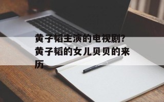 黄子韬主演的电视剧？黄子韬的女儿贝贝的来历