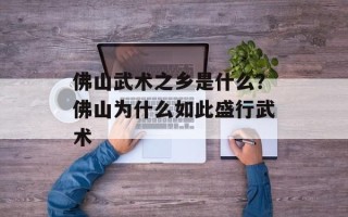 佛山武术之乡是什么？佛山为什么如此盛行武术