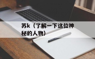 苏k（了解一下这位神秘的人物）