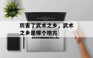 厉害了武术之乡，武术之乡是哪个地方