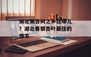 湖北银杏树之乡在哪儿？湖北看银杏叶最佳的地方