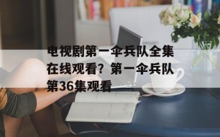 电视剧第一伞兵队全集在线观看？第一伞兵队第36集观看