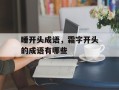 睡开头成语，霜字开头的成语有哪些