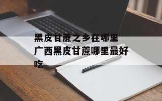 黑皮甘蔗之乡在哪里 广西黑皮甘蔗哪里最好吃