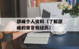 邵峰个人资料（了解邵峰的背景和经历）