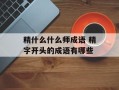 精什么什么师成语 精字开头的成语有哪些