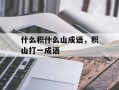 什么积什么山成语，积山打一成语