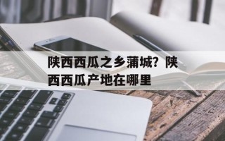 陕西西瓜之乡蒲城？陕西西瓜产地在哪里