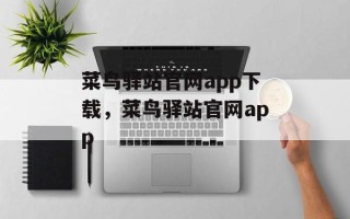 菜鸟驿站官网app下载，菜鸟驿站官网app